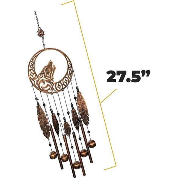 Wolf Dream Catchers Windchimes - Unique Wind Decorations with Deep Tone - Picture 2 of 6